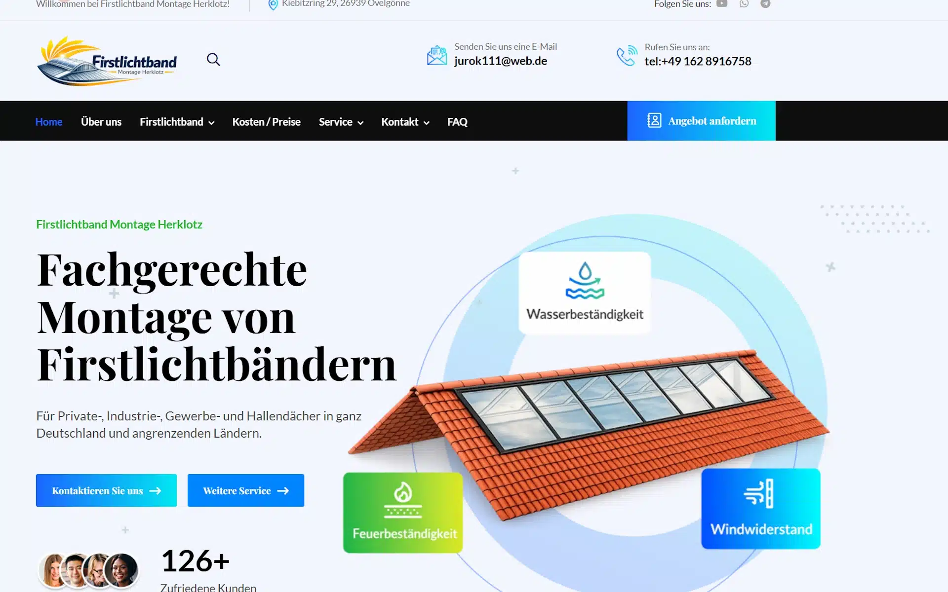 Projekt Firstlichtband Montage Herklotz